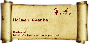 Holman Avarka névjegykártya